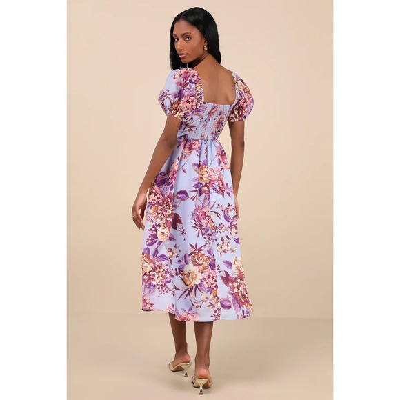 New! Lulus Adorable Tendencies Periwinkle Floral Puff Sleeve Midi
Dress XXL - Picture 3 of 6